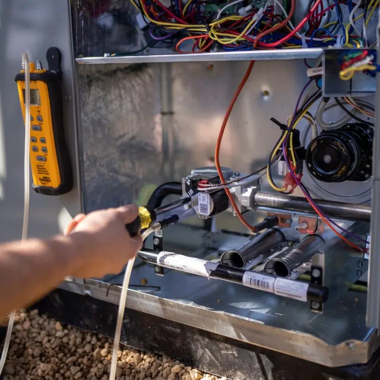 Geothermal heat pump unit being installed